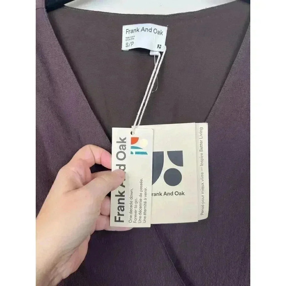 Frank And Oak Brown Long Sleeve The Wrap Dress - size Small - Picture 2 of 3